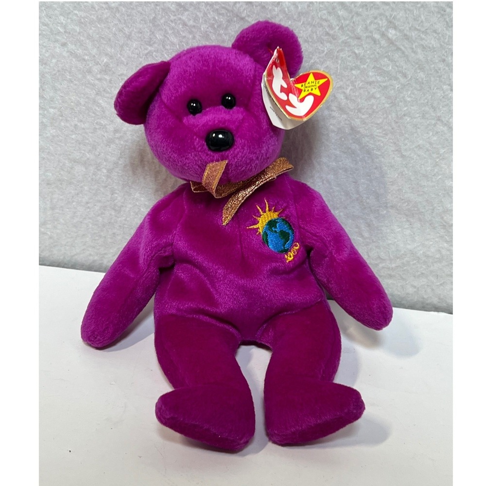 Ty Beanie Babies Millenium the Bear Purple‎ 1999 Millennium 2000 Retired Plush